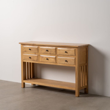 Console Naturel Mindi Bois Entrée 130x35x85cm