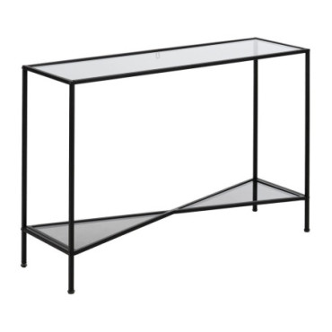 Console Noir Métal - Cristal 100x30x70cm