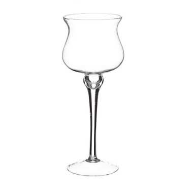 Coupe Porte-Bougie Transparent Verre. 16x16x45cm