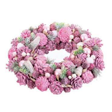 Couronne Ananas Et Balles Rose 34x34x8,50cm