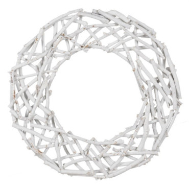 Couronne Blanc Bois Paulonia Décoration 60x5x60cm