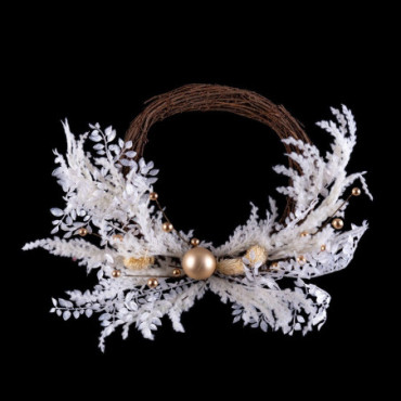 Couronne Branche Et Balles Blanc 45cm