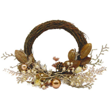 Couronne Feuillage Cuivre 45x10x35cm