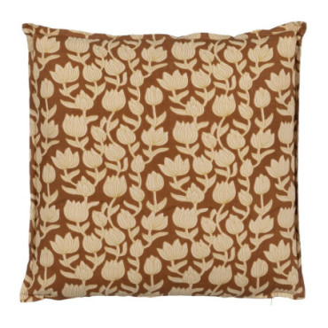 Coussin Beige - Brun 100% Coton Décoration 50x50cm