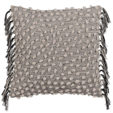 Coussin Beige - Noir Coton Décoration 45x45cm