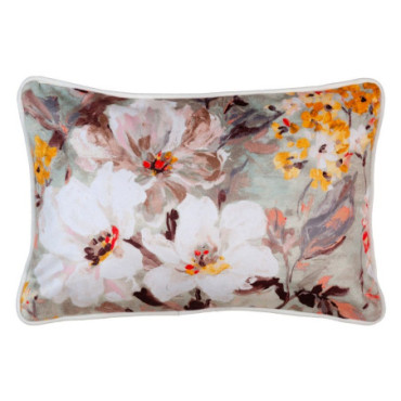 Coussin Fleurs Velours Décoration 45x30cm