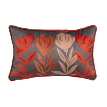 Coussin Fleurs Velours Décoration 45x30cm