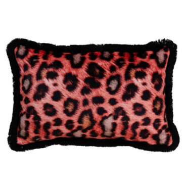 Coussin Léopard Orange Velours 45x30cm