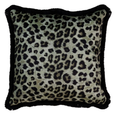 Coussin Léopard Vert Velours Décoration 45x45cm