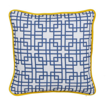 Coussin Oriental Bleu Coton Décoration 45x45cm