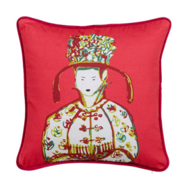 Coussin Oriental Rouge Coton Décoration 45x45cm