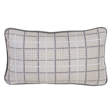 Coussin Principe De Gales Bleu - Gris 50x30cm