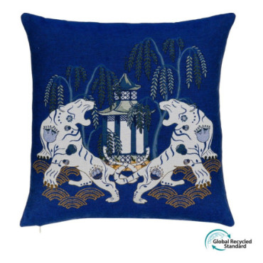 Coussin Tigers Bleu Coton / Poliyester 45x45cm