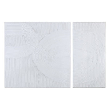 Déco Murale Abstraite Blanc Résine 135x3,50x90cm Set de 2