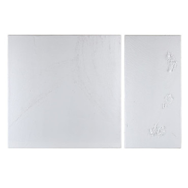 Déco Murale Abstraite Blanc Résine 135x3,50x90cm Set de 2