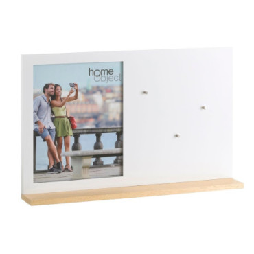 Déco Murale Porte-Photos Blanc Bois 46,50x7x29,50cm