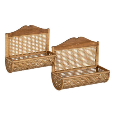 Étagère Plateau Naturel Bambou 50,50x20x42,50cm Set de 2