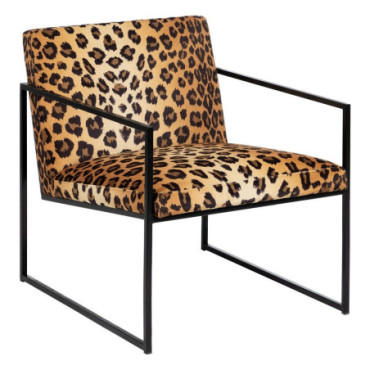 Fauteuil Animal Print Tissu - Métal Salon 65x85x73cm