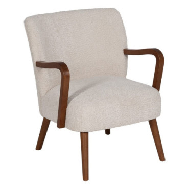 Fauteuil Beige Tissu - Bois Décoration 56x56x78cm