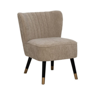 Fauteuil Beige Tissu - Bois Salon 58x70x74cm