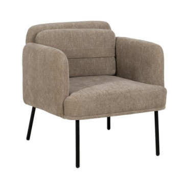 Fauteuil Beige Tissu - Bois Salon 72x72x73cm