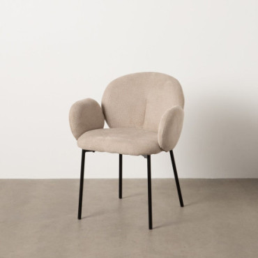 Fauteuil Beige Tissu - Métal 66x60x78,50cm