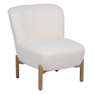 Fauteuil Blanc Tissu - Métal Salon 62x75x74cm