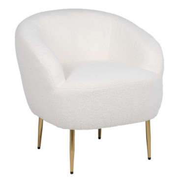 Fauteuil Blanc Tissu - Métal Salon 75x70x74cm