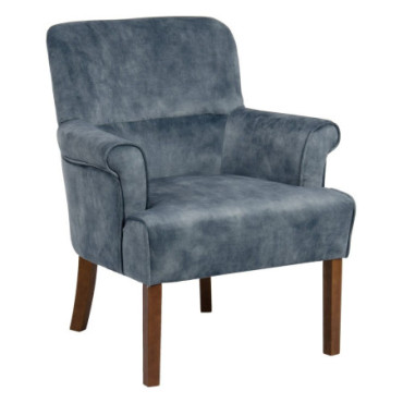 Fauteuil Bleu Clair Tissu - Bois Salon 77x64x88cm