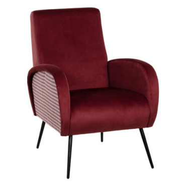 Fauteuil Bordeaux Tissu - Métal Salon 68x97x86cm