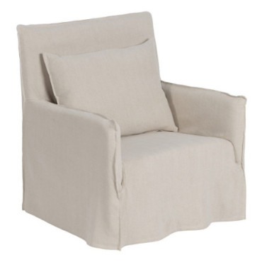 Fauteuil Crème Tissu - Bois 75x76x90,50cm