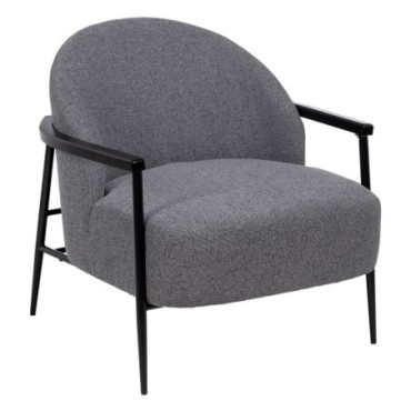 Fauteuil Gris Tissu - Bois Salon 74x72x81cm