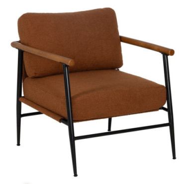 Fauteuil Marron Bois D' Hévéa Salon 70x76x81cm