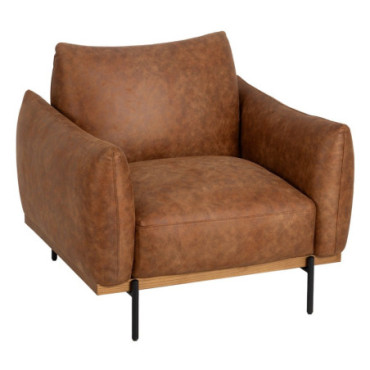 Fauteuil Marron Tissu - Bois Salon 102x89x86cm