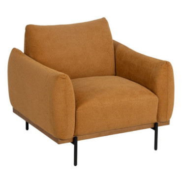 Fauteuil Moutarde Tissu - Bois Salon 102x89x86cm