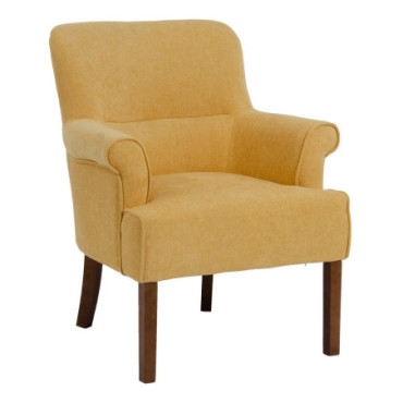 Fauteuil Moutarde Tissu - Bois Salon 77x64x88cm