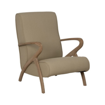 Fauteuil Naturel - Beige Tissu - Bois 57x55x85cm