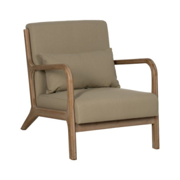 Fauteuil Naturel - Beige Tissu - Bois 66x85x74cm