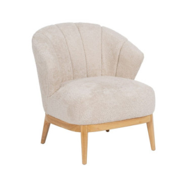 Fauteuil Naturel - Créme Tissu - Bois Salon 71x75x76cm