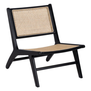 Fauteuil Naturel - Noir Bois - Rattan Salon 60,50x73,50x72,5