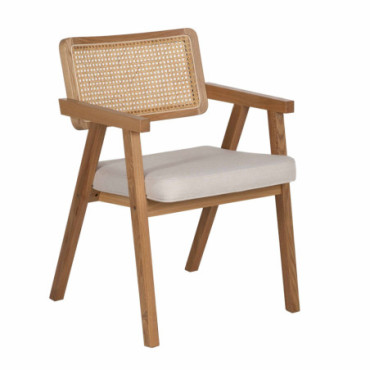 Fauteuil Naturel Bois/ Fibre Salon 56x55x81cm