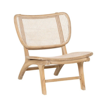 Fauteuil Naturel Rattan/Bois Salon 84x58x74cm