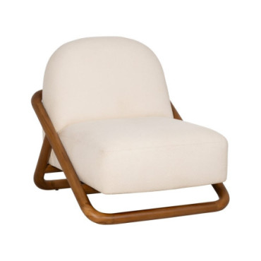 Fauteuil Naturel Tissu - Bois Salon 75x85x79cm