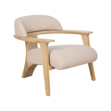 Fauteuil Naturel Tissu - Bois Salon 76x73x68cm