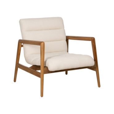 Fauteuil Naturel Tissu - Bois Salon 79x56x76cm