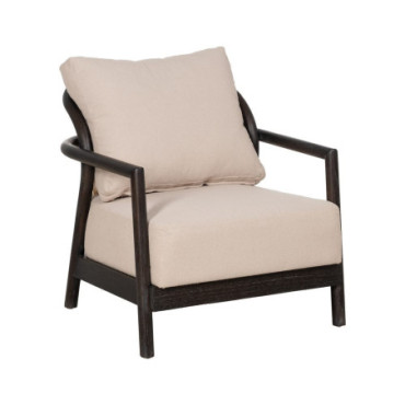 Fauteuil Noir Tissu - Bois Salon 70x77x72cm