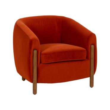 Fauteuil Rouge Tissu - Bois Salon 82x77x74cm