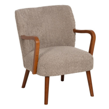 Fauteuil Taupe Old Tissu - Bois Décoration 56x56x78cm