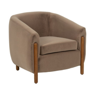 Fauteuil Taupe Old Tissu - Bois Salon 87x80x81cm