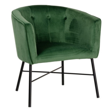 Fauteuil Velours Vert Tissu - Métal Salon 69x60x75cm